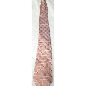 Bruno Piattelli Mens Orange/White Grid Pattern Silk Tie
